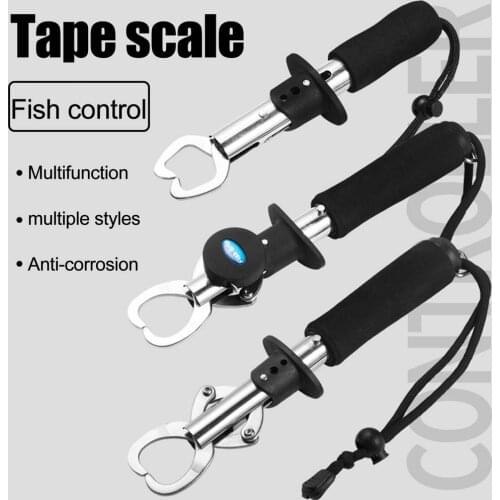 3-in-1 Fishing Pliers Portable Fish Lip Grabber Tool Set Stainless Steel Fish Control Pliers Measuring Scale Fishing Accessories