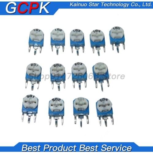65pcs/lot RM063 Trimmer Potentiometer Adjustable Resistor Kit 500R 1K 5K 10K 20K 50K 100K 200K 500K 1M RM-063 Variable Resistors