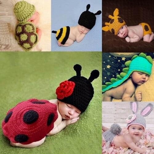 8 Model Optional Crothet Baby Photography Props Knitted Photo Costume Cute Animal Shaping