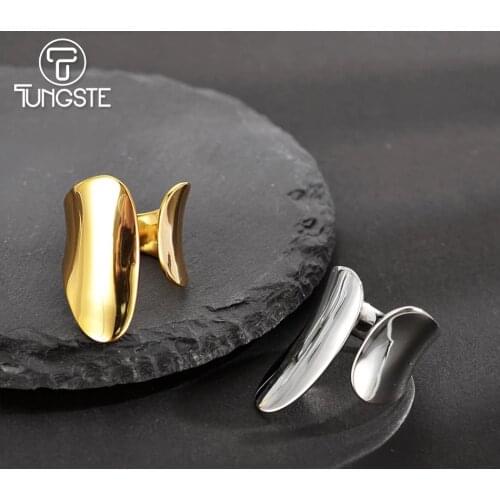 Real 925 Sterling Silver Geometry Smooth Finger Open Rings for Women Female Minimalist Resizable Wide Surface Ring Birthday Gift