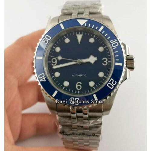 New 40mm Bliger/Sterile Top Mens Automatic Watches NH35A Movement Blue Dial Sapphire Glass Male Wristwatch