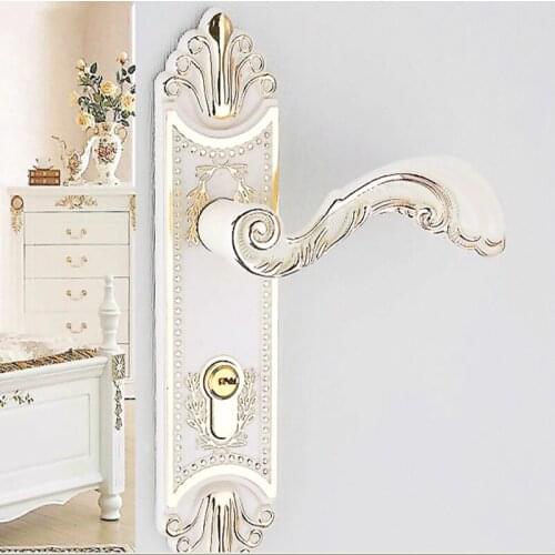 The door knob lock European indoor bedroom door locks ivory white wood door Living room Mute lock Furniture hardware handle lock