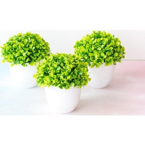 Artificial Potted Plant Bonsai Plastic Flowerpot Ornaments Simulation Flower Love Grass Birthday Party Decor Home Office Decor