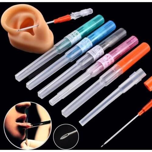 Catheter Piercing Needles Sterilized Nose Lip Navel Piercing Tools Surgical Steel Tattoo Ear Lip Belly Body Piercing Kit