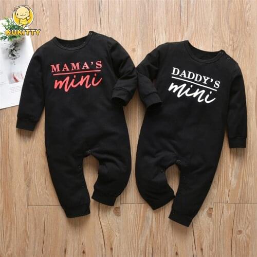 Newborn Infant Baby Boys Girls Romper Pajamas Cotton Long Sleeve Letter Daddy/Mamas Mini Jumpsuit Autumn Toddler Clothes