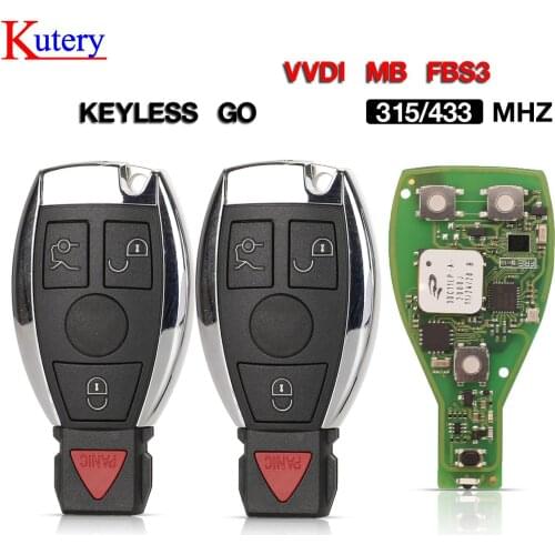 Kutery for Xhorse VVDI MB FBS3 KeylessGo Key For Benz 315/433MHZ W204 W207 W212 W164 W166 W221