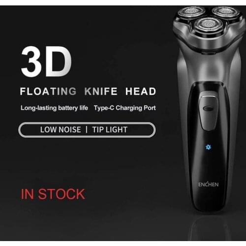 Enchen 3D Electric Shaver Men Type-C USB Rechargeable Razor 3 Blades Portable Beard Trimmer Cutting Machine For Shaving