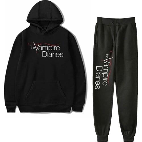 The Vampire Diaries Letter Print Hoodies Pants Suit Men Women Autumn Fashion Sweatshirt Casual Cool Coat Loose Hoodies 2020