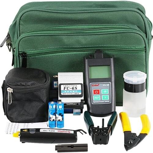10 pcs Fiber Optic FTTH Tool Kit with Power meter VFL FC-6S Fiber Cleaver Wire stripper CFS 2 Miller cold junction tool sets