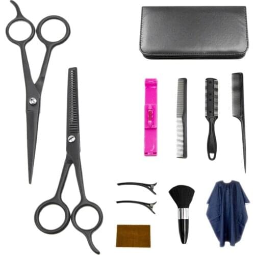 11 Pcs Hair Scissors Set,Made of Stainless Steel, Hair Cutting Kit with Haircutting Cape for Baber, Salon and Home