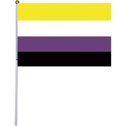 Non Binary Flag Pride Small Mini LGBT Hand Held Banner Stick Gay Rainbow Party Decorations Supplies For Parades Festival