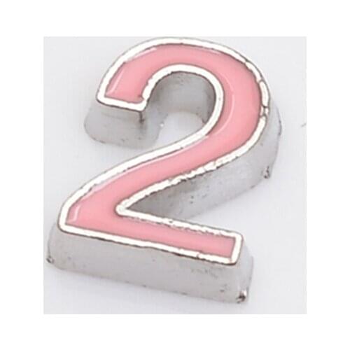Number pink 2,Floating charms,Fit floating charm lockets, FC0163-2