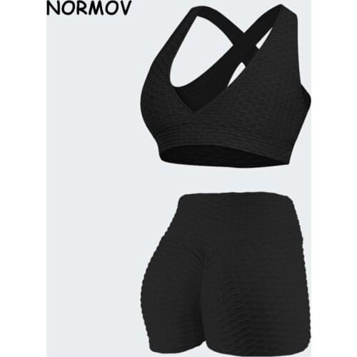 NORMOV Workout Seamless Yoga Set Women Sports Top and Pants Anti Cellulite 2/Piece Sets Workout Tracksuits Shorts Leggings Suits