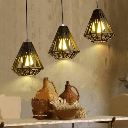 2017 new Pendant Lights iron diamond American simple European bar restaurant Pendant lamps creative black and white ZH