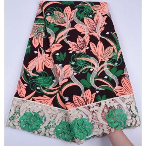 Latest 2019 High Quality African Wax Lace Fabrics Wholesale Embroidered Veritable Ankara Wax Print Fabric Guipure Lace S1295
