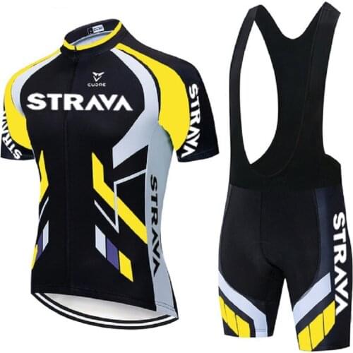 2021 New STRAVA Cycling Jersey Sets For Men Bicycle Short Sleeve Electric Cycling Clothing Bike Maillot Bib Shorts