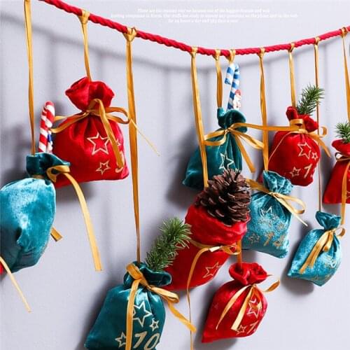 Christmas Tree New Year Decor Bronzing Drawstring Bag Pull Flag Window Layout Storage Package