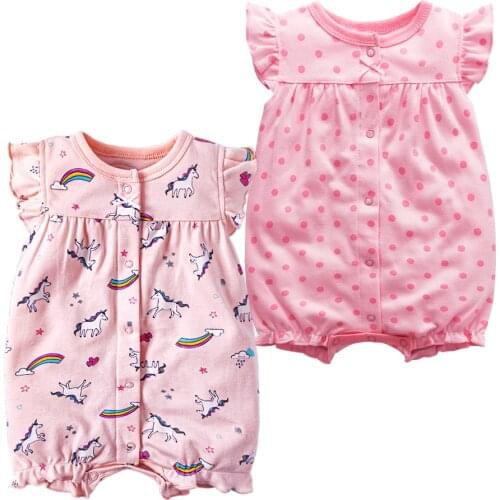 Wholesale Infant Newborn Baby Girls Boys Spring summer Bodysuit Clothes Sets Short Sleeve Bodysuits 2PCs Solid Outfits