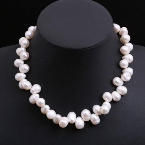 8-9mm 17" NATURAL WHITE FREE FORM BAROQUE CULTURED FRESHWATER PEARL NECKLACE shipping free