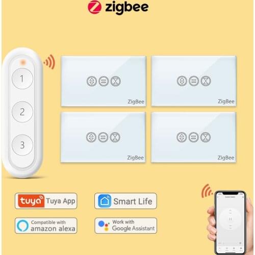 Tuya Smart Life ZigBee3.0 US Curtain Switch and Remote for Roller Shutter Works with Smartthings Conbee Deconz Stick Domoticz