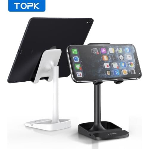 TOPK Adjustable Holder For Phone Mobile Phones Stand Phone Holder Desktop Desk For iPhone Samsung Xiaomi Tablet Below 12.9 Inchs