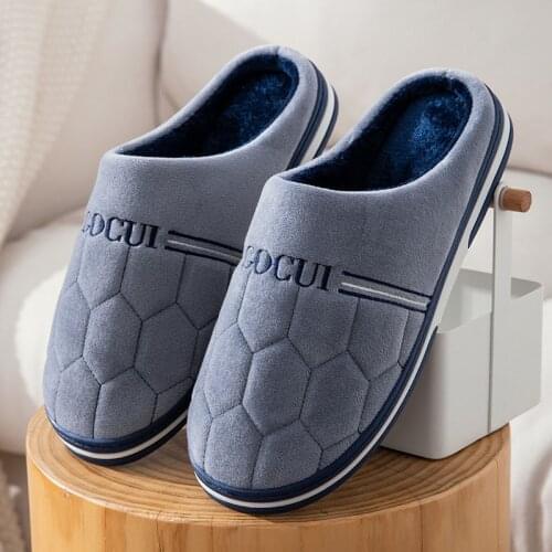 Extra-large Mens Cotton Slippers For Autumn And Winter Plus Size Home Cotton Shoes Warm And thick Bottom 46 47 48 49 50 Yards