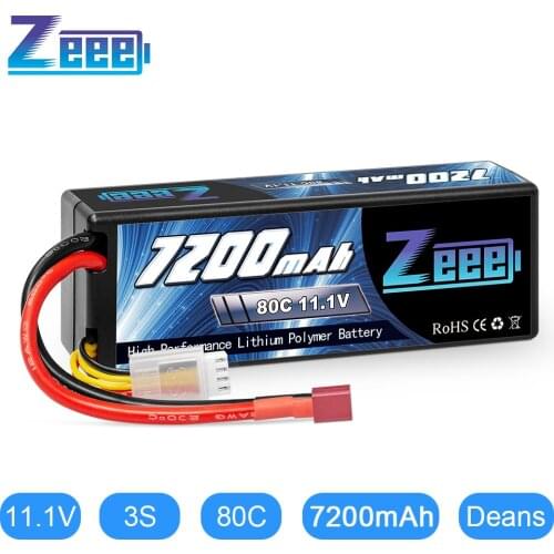 Zeee 11.1V 7200mAh 80C Lipo Battery 3S Hardcase Battery with Deans Plug for RC Car Truck Boat RC Truggy FPV Airplane Buggy