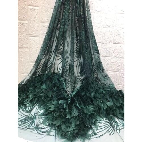 Green Nigerian French Sequined Tulle Lace Fabric 2021 High Quality Lace Material African Lace Fabric Wedding Dress ZX33491
