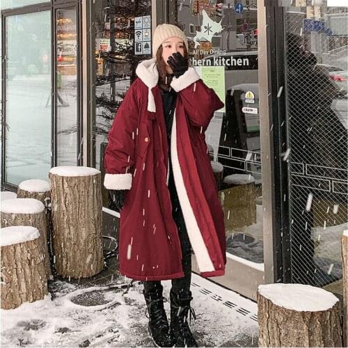 Women Parkas Coats Cotton Clothes Hooded Long Thick Wool Liner Jacket Female Winter 2021 New Loose Oversized Warm Trench Outwear