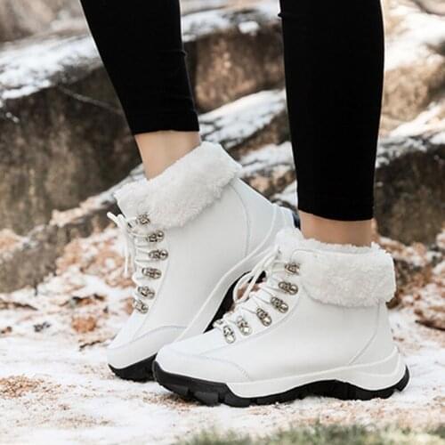 Womens Casual Sneakers Winter Plush Fur Warm Shoes Platform Ankle Boots For Women Waterproof Snow Boots Botas Mujer Size 35-42