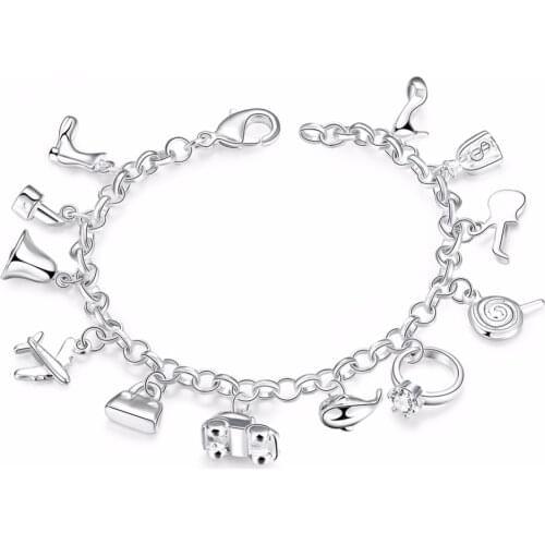 S373 Silver Bracelet & Bangle For Women Fashion Jewelry Statement Charm Bracelet Free Shipping Wholesale