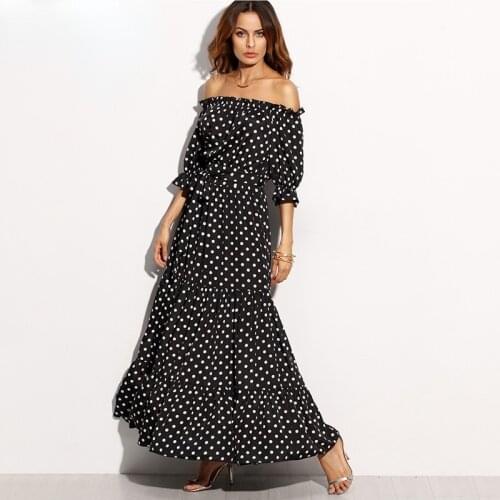 2021 Spring Summer Slash Neck Short Sleeve Dot Print Patchwork Empire Waist High Street Womens Dress Women