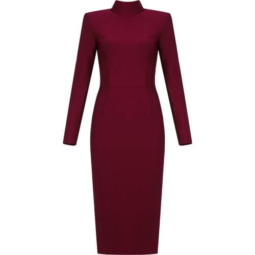 Elegant New Bandage Dress Evening Party Dress Long Sleeve Women Autumn Winter Ladies Clothing Sexy Celebrity Bodycon Dresses