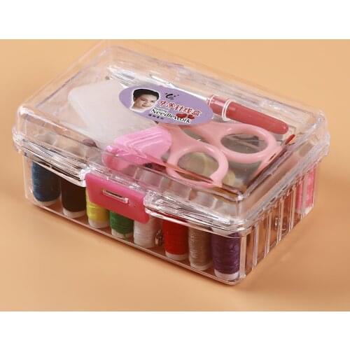 1 Set Sewing Tool Pack Kit Thread Threader Needle Tape Measure Scissor Thimble with Storage Box Sewing Tool Accessory