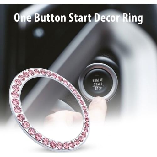 1PC Car Starter Switch Decor Start Switch Silver Diamond Ring Starter Switch Decorative Circle Woman Gift Car Accessories 2021