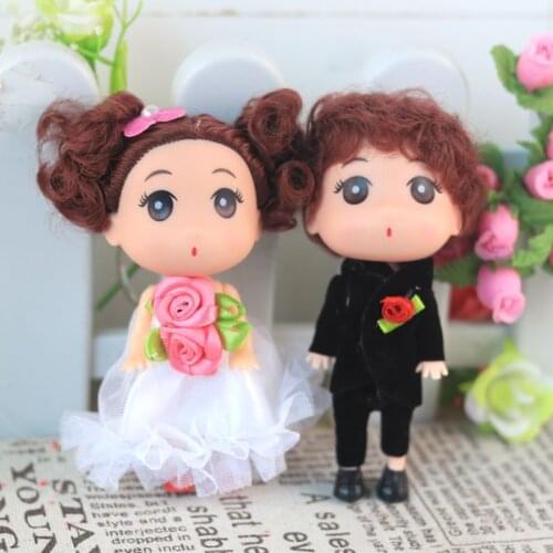 12cm ddung Wedding doll Kids Toys Baby Dolls cute Dolls Toys Keychain pendant Doll Accessories