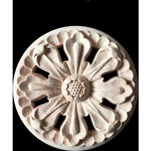 20CM Wood Carved Corner Onlay Applique Unpainted Furniture Decorative Figurines Wooden Miniature Decorative Furniture Appliques