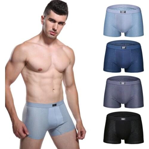 2020 New Arrival 4Pcs Underwear Men Modal Boxer Cuecas Mesh Breathable Underpants Mens Boxers Shorts Panties cueca masculina