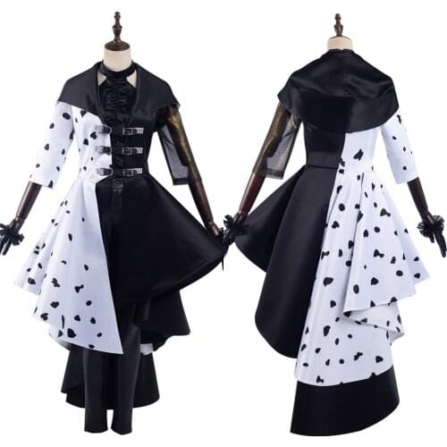 2021 Movie Cruella Cosplay Costume Dress Outfits Halloween Carnival Suit
