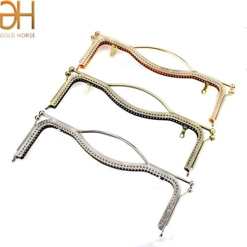 27CM Rectangle Concave Embossing With Handle Clutch Bag Frame Large Metal Kiss Clasp For Bag Sew Accessories