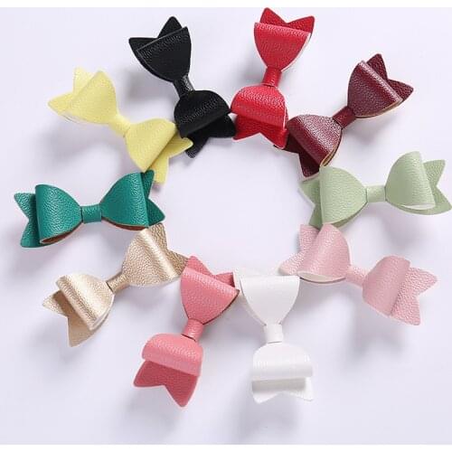 3.2Inch Boutique Leather bows With Clips Girls Hair Bow Hairgrips Children Girls Headwear Hair Accessories 36pc/lot