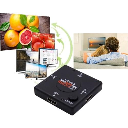 3 Port 1080P HDMI Switcher Adapter 3in 1 Video HDMI Switch Splitter for PS3 STB TV DVD DVR PC DV DLP to Output Projector Monitor