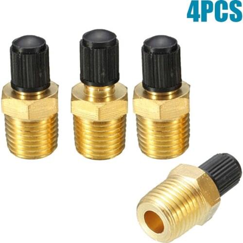 4Pcs ABS Brass 1/4" NPT MPT Brass Air Compressor Tank Fill Valve Car Wheel Tires Valves