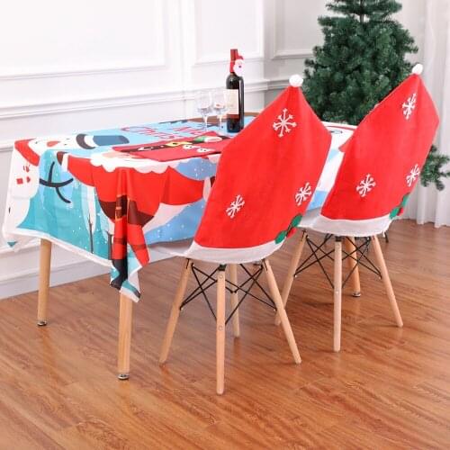 4pcs Christmas Chair Cover Polyester Fiber Slipcovers Stretch Removable Dining Seat Chair Covers Hotel Banquet Seat Covers