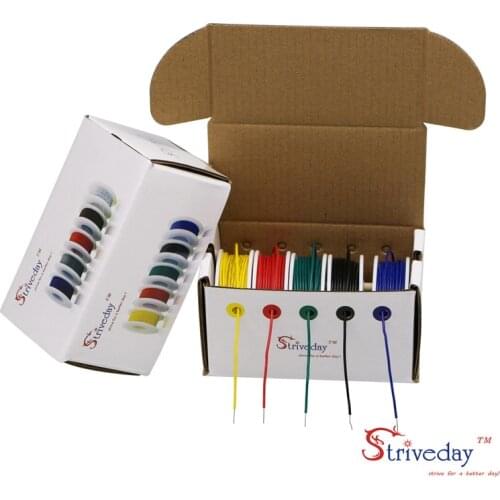 UL 1007 26AWG 50m Cable line Tinned copper PCB Wire 5 color Mix Solid Wires Kit Electrical Wire DIY