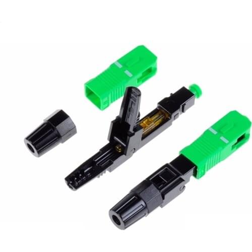 50PCS SC APC fFiber Optic SC APC Single-mode Fast Connector SC APC FTTH Fiber Optic Quick Connector