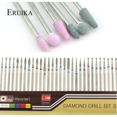ERUIKA Diamond Rotary Nail Drill Bit Set Milling Cutter Burr Nail Files for Electric Manicure Machine DIY Nail Art Accessories