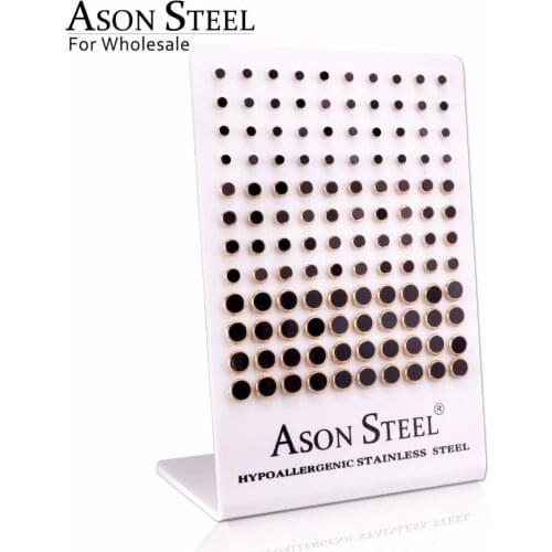 ASONSTEEL 3-8mm Wholesale Shell Stud Earrings Black Color Stone AAA CZ Women Earrings,Top Quality