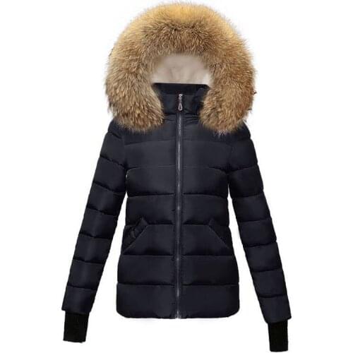 Big Real Fur Collar Parka Womens Down Jacket 2021 Winter Jacket Women Thick Winter Coat Lady Parkas Warm Female Short Outerwear