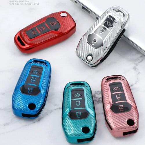 TPU Carbon Fiber Car Key Case Cover For Ford Escor Fusion Fiesta t Mondeo Everest Ranger 2019 S Max Kuga 2 Focus MK3 Ecosport